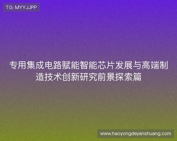 专用集成电路赋能智能芯片发展与高端制造技术创新研究前景探索篇 专用集成电路赋能智能芯片发展与高端制造技术创新研究前景探索篇